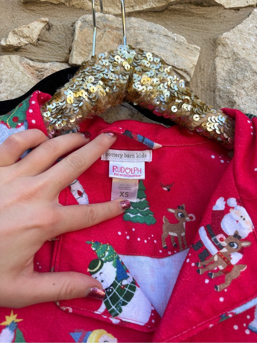 Pottery Barn Kids Rudolph pjs adult size xs - Picture 2 of 6